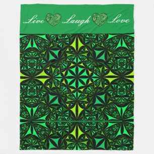 Cobertor De Velo Live Laugh Love Fractal Fleece Blanket Verde