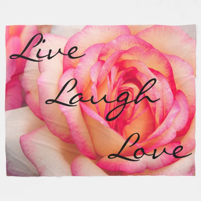 Cobertor De Velo Live Laugh Love Rosa (Frente (Horizontal))