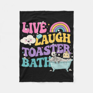 Cobertor De Velo Live Laugh Toaster Bath Funny Skeleton Meme Dark H
