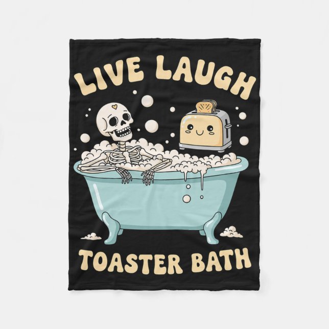 Cobertor De Velo Live Laugh Toaster O Esqueleto Engraçado Meme Dark (Frente)