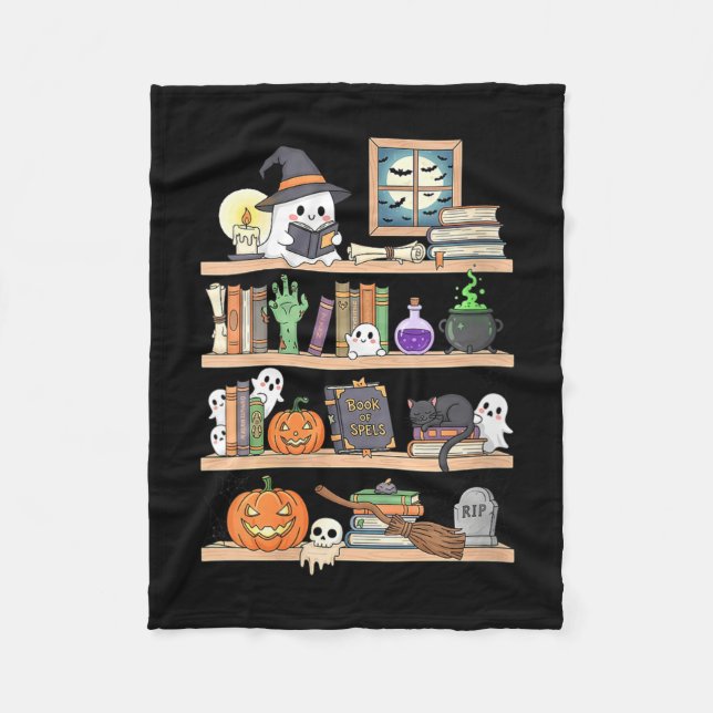 Cobertor De Velo Livros de halloween femininos fantasma (Frente)