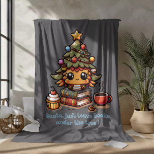 Cobertor De Velo Livros em árvore de Natal kawaii - Papais noeis en