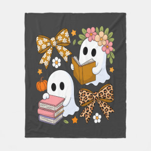 Cobertor De Velo Livros Fantasmas Floral de Halloween Outono Hallow