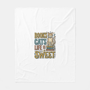 Cobertor De Velo Livros Gatos A Vida É Doce Design de Leitor de Gat