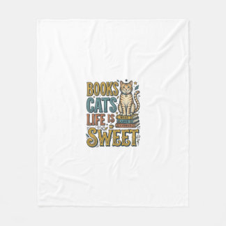 Cobertor De Velo Livros Gatos A Vida É Doce Design de Leitor de Gat