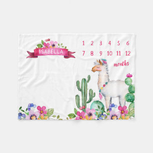 Cobertor De Velo Llama e Cactus Floral Baby Name