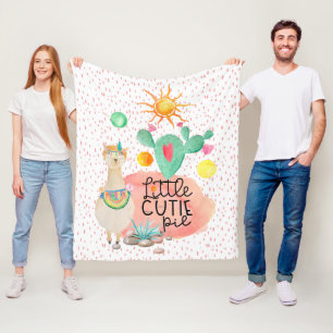 Cobertor De Velo Llama pequena torta adorável, aquarela