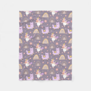 Cobertor De Velo Llamas E Unicórnios Fleece Blanket