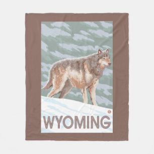 Cobertor De Velo Lobo cinzento StandingWyoming