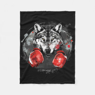 Cobertor De Velo Lobo de Boxe Com Luvas de Boxe Kickboxing Engraçad