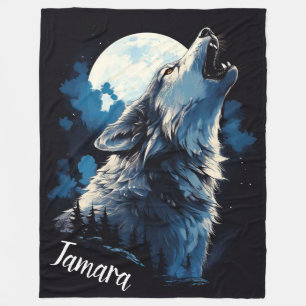 Cobertor De Velo Lobo Howling Personalizado