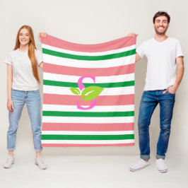 Cobertor De Velo Logótipo da faixa rosa e verde Fleece Blanket