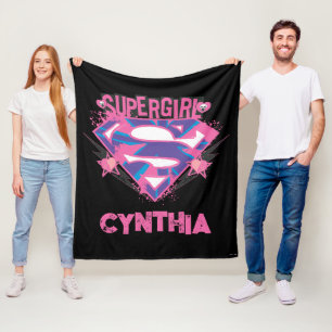 Cobertor De Velo Logotipo Grunge Rosa e Roxo da Supergirl