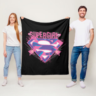 Cobertor De Velo Logotipo Grunge Rosa e Roxo da Supergirl