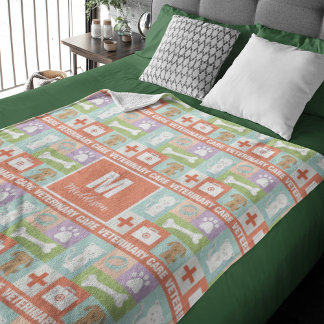 Cobertor De Velo Logotipo Veterinário Profissional Monograma