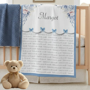 Cobertor De Velo Loja de Bebê Menina Azul Personalizada Berçário