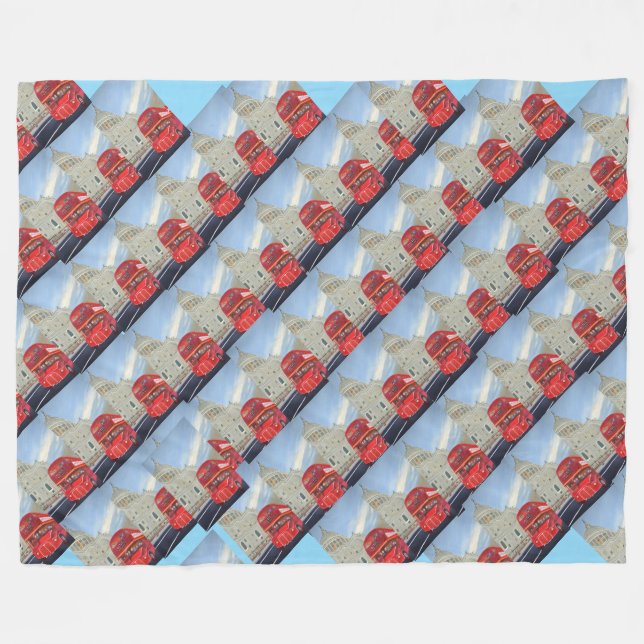 Cobertor De Velo Londres Red Bus Fleece Blanket (Frente (Horizontal))