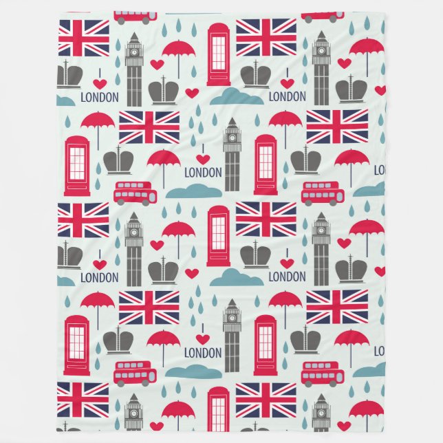 Cobertor De Velo Londres Themed Fleece Blanket (Frente)