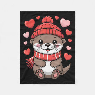 Cobertor De Velo Lontra Kawaii de Dia dos Namorados Corações Cachec