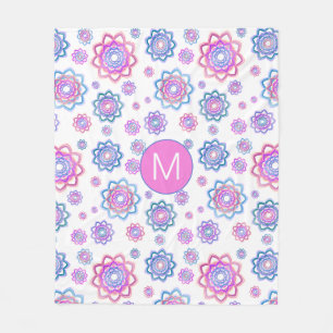 Cobertor De Velo Lótus Diversos Monograma Pink Pastel Verde