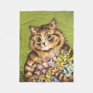 Cobertor De Velo Louis Wain Cat Com Flores