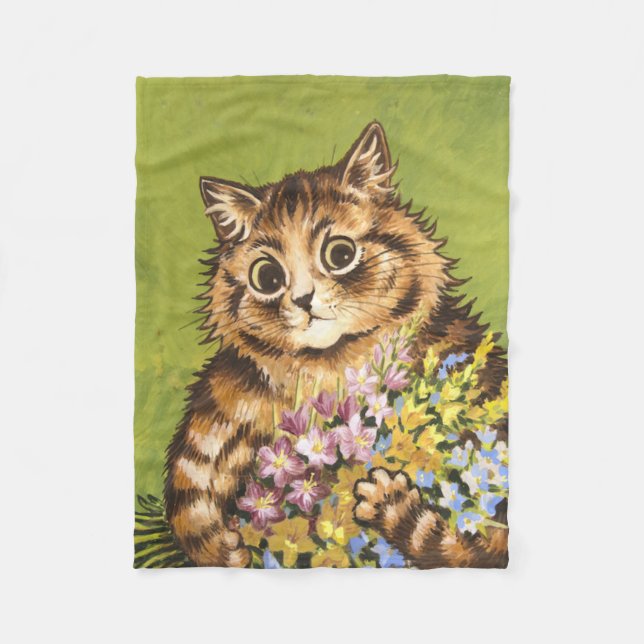 Cobertor De Velo Louis Wain Cat Com Flores (Frente)