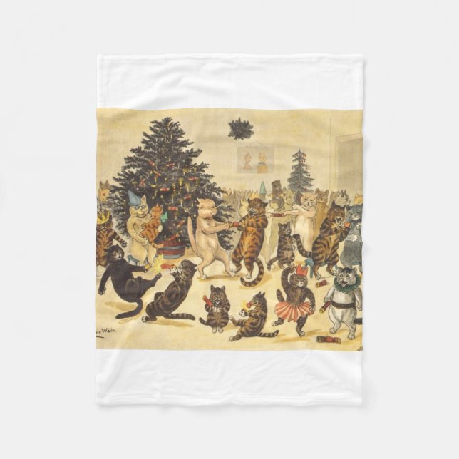 Cobertor De Velo Louis Wain Christmas Party (Frente)