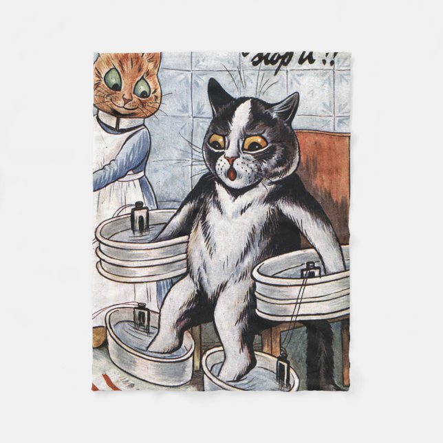 Cobertor De Velo Louis Wain - Gato Vestido Como Enfermeira (Frente)