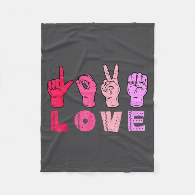 Cobertor De Velo Love Hand Sign Language Asl Valentines Day Men Wom (Frente)