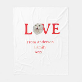 Cobertor De Velo Love holidays cat photo pet family name bold lette
