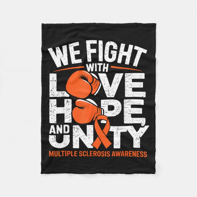 Cobertor De Velo Love Hope Unity Boxing Glove Multiple Sclerosis Aw (Frente)