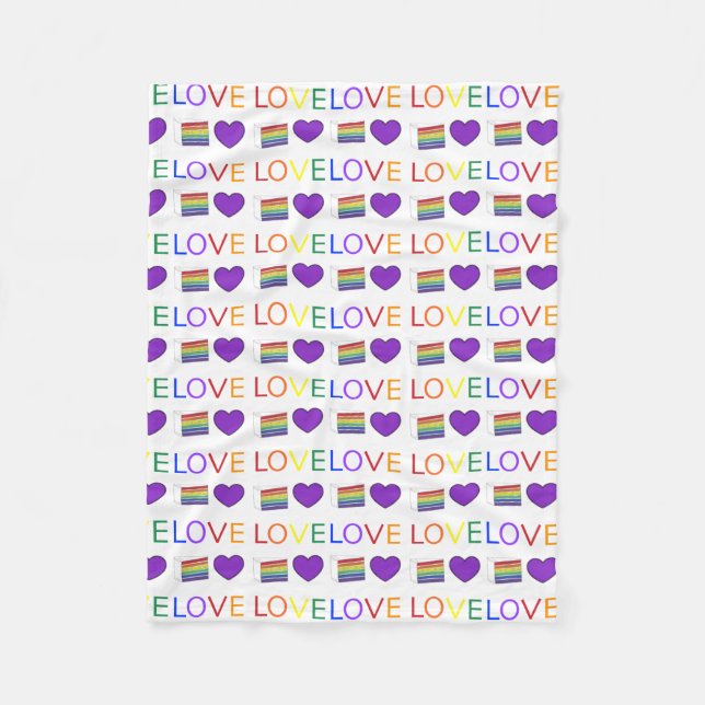 Cobertor De Velo LOVE Rainbow Weding Cake Purple Heart Orgulho gay (Frente)