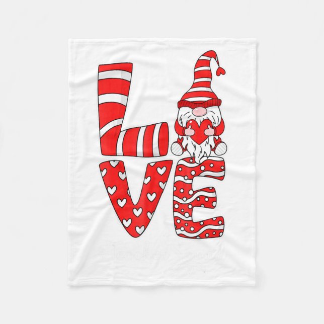 Cobertor De Velo Love Teacher Squad Gnome Hearts Valentines Gnome T (Frente)