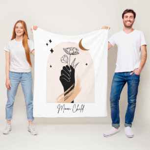 Cobertor De Velo Lua Infantil Estrelas Celestiais Botânicas e Lua