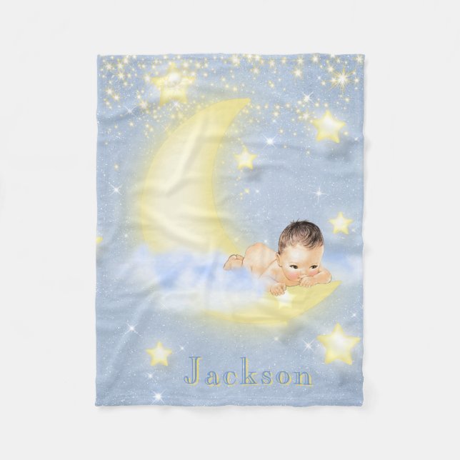 Cobertor De Velo Lua Stars Baby Boy Personalizado (Frente)
