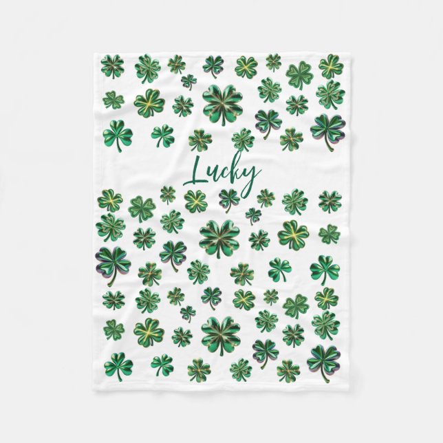 Cobertor De Velo Lucky Clover Shamrock Fleece Blanket (Frente)