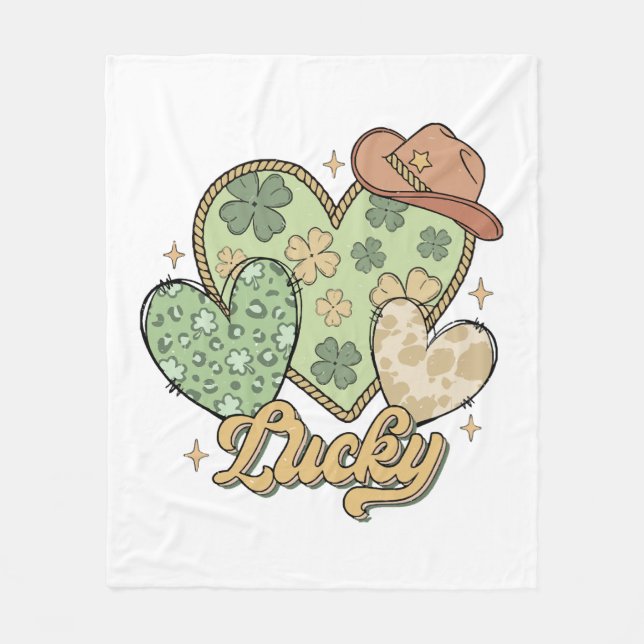 Cobertor De Velo Lucky Western Heart Shamrock irlandês (Frente)