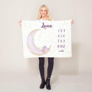 Cobertor De Velo Luna Moon Personalizada E Estrelas Etapa Mensal