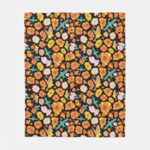 Lush Primavera Floral e Birds em fundo escuro