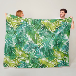 Cobertor De Velo Lush Tropical Island Green Palm Leaf Watercolor