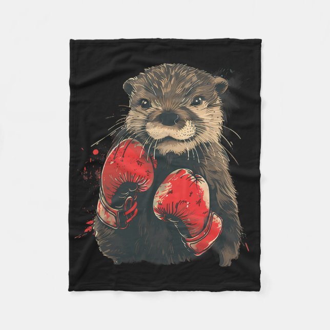 Cobertor De Velo Lutra Boxeadora Com Luvas de Boxe Kickboxing Funny (Frente)