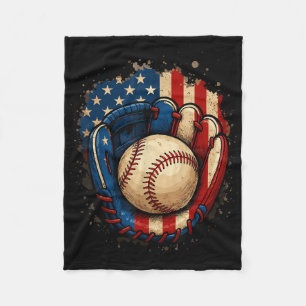 Cobertor De Velo Luva de beisebol da bandeira americana Patriótica 
