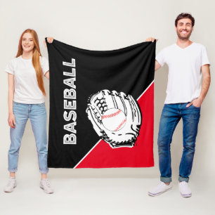 Cobertor De Velo Luva de beisebol Preta e Vermelha