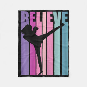 Cobertor De Velo Luvas de Boxe Kickboxing Retro Feminino Kickboxer