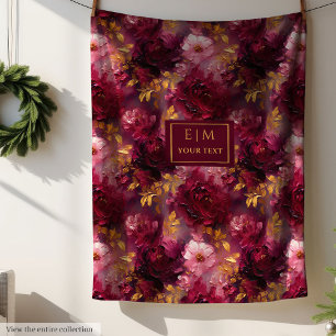 Cobertor De Velo Luxe Blush Burgundy Dourado Personalizado Boho Flo