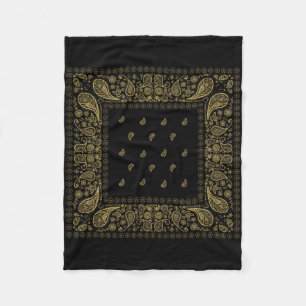 Cobertor De Velo Luxuoso Black e Dourado Paisley Design