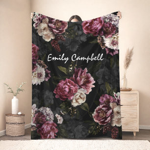 Cobertor De Velo Luxuoso Monograma Floral Branco Rosa Mal-humorado