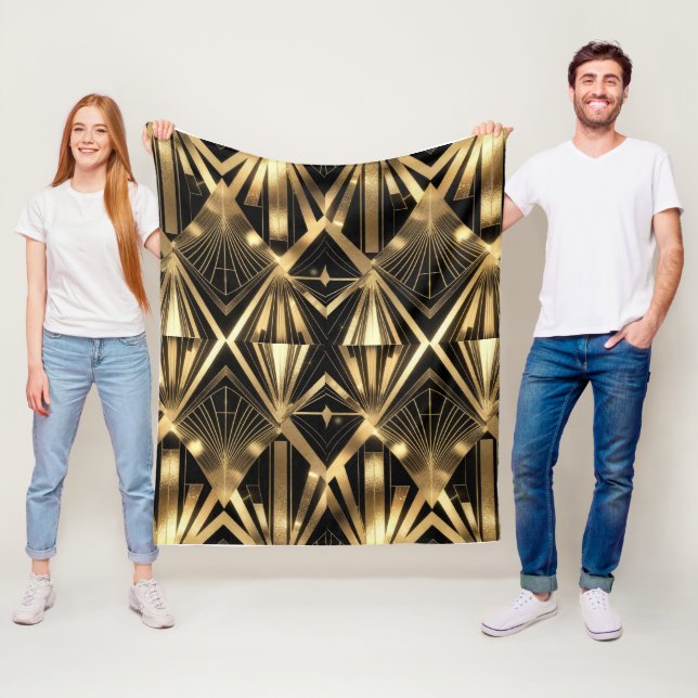 Cobertor De Velo Luxurious Art Deco Geometric Gold and Black  (In Situ)