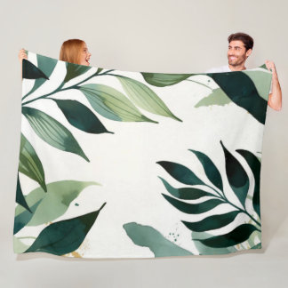 Cobertor De Velo Luxury Emerald Green Gold Botanical Throw Blanket