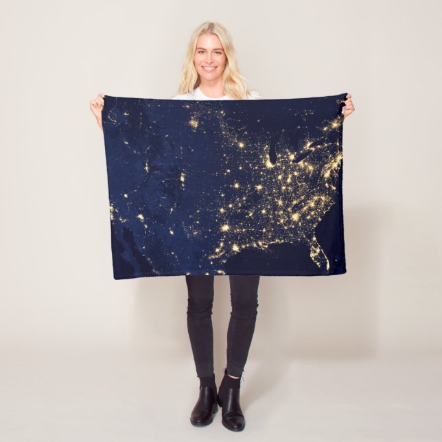 Cobertor De Velo Luzes Da Cidade Dos Estados Unidos À Noite. (In Situ)